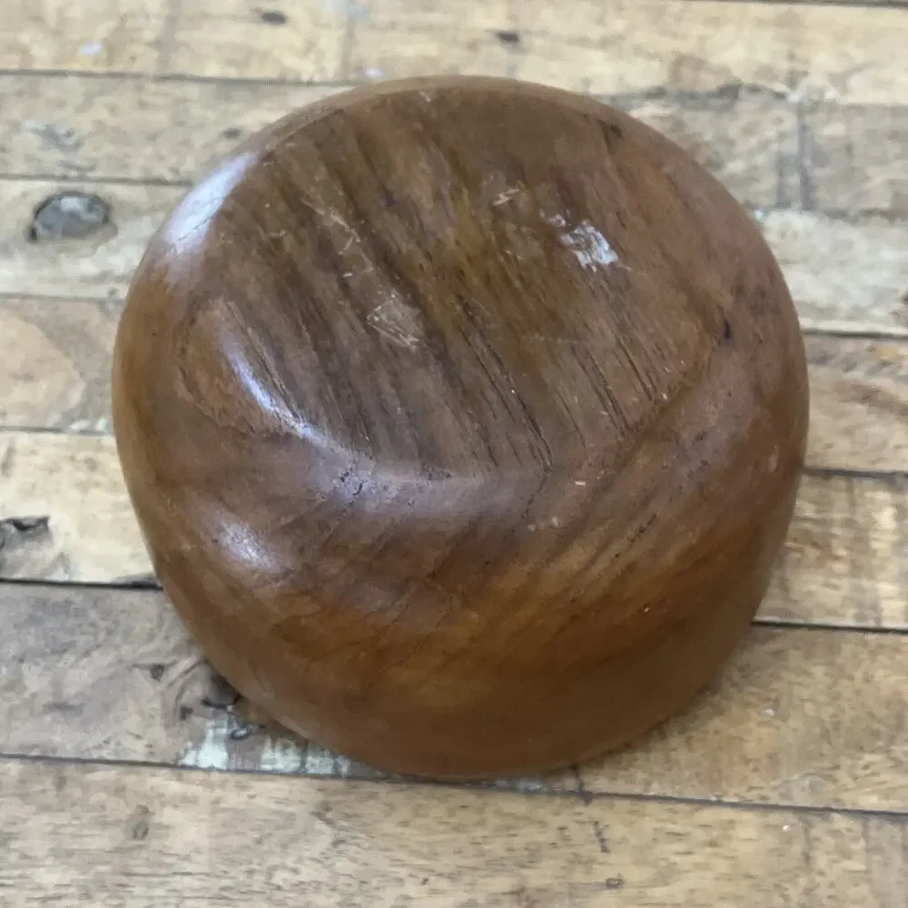 Vintage Dark Brown Teak Wood Bowl 6.5